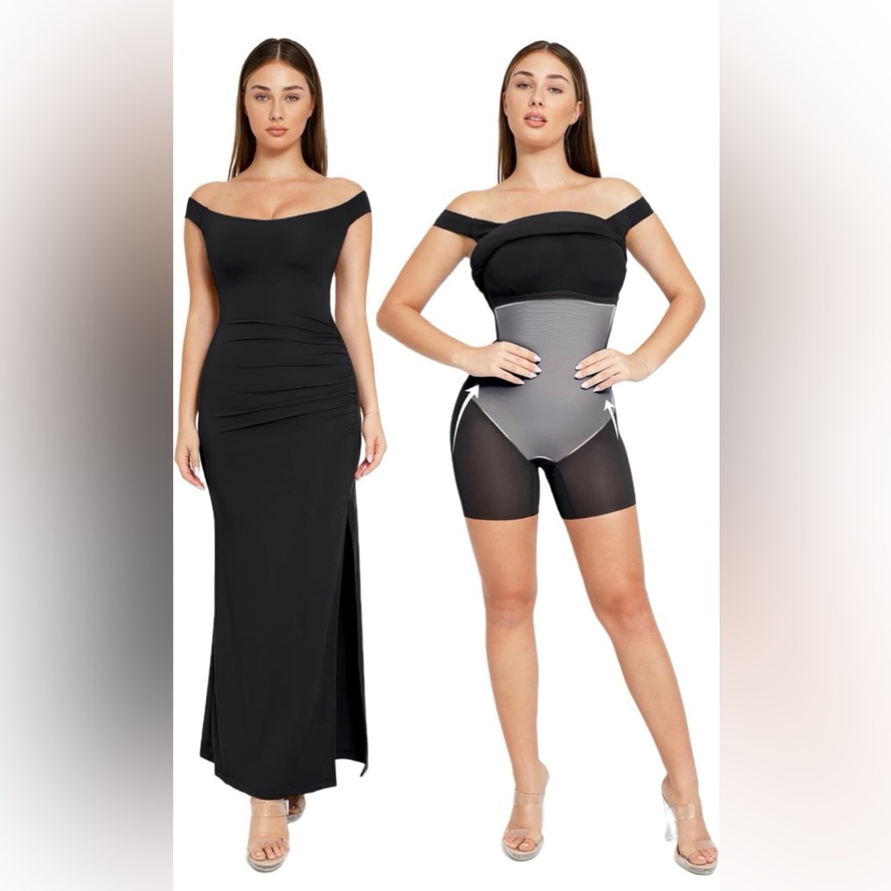 Popilush off the shoulder black maxi dress